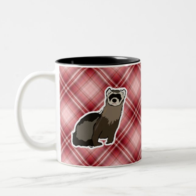 Rotes kariertes Frettchen Zweifarbige Tasse (Links)