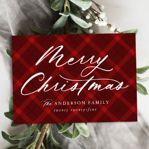 Rotes kariertes Frohe Weihnachten Nicht-Foto