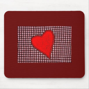 Rotes kariertes Herz Mousepad