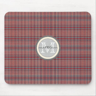Rotes kariertes Hintergrundmonogramm Mousepad