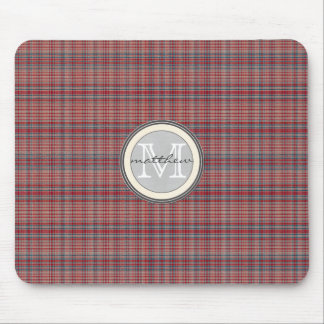 Rotes kariertes Hintergrundmonogramm Mousepad