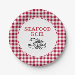Rotes Kariertes Meeresfrüchte Party Pappteller