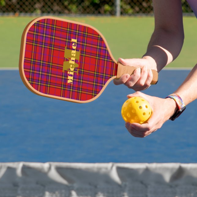 Rotes Kariertes Mit Monogramm Pickleball-Paddel Pickleball Schläger (InSitu)