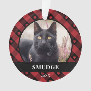 Rotes Kariertes Paw-Foto Ornament