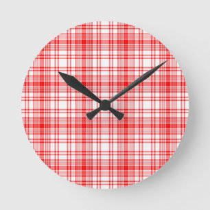 Rotes kariertes runde wanduhr