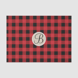 Rotes Kariertes Schachbrett Rustikales Monogramm Seidenpapier