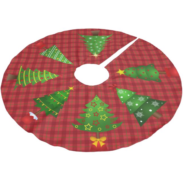 Rotes Kariertes und Weihnachtsbaumrock Polyester Weihnachtsbaumdecke (Schrägansicht)