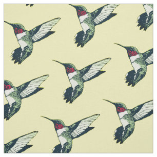 Rotes karminrotes throated Kolibri Gewebegelb Stoff