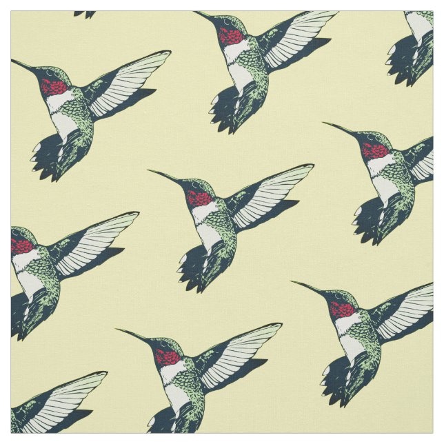 Rotes karminrotes throated Kolibri Gewebegelb Stoff (Muster)
