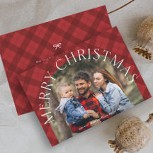 Rotes Karo Boho Bogen Frohe Weihnachten Foto