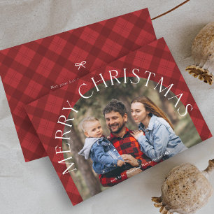 Rotes Karo Boho Bogen Frohe Weihnachten Foto