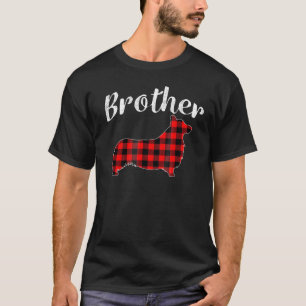 Rotes Karo-Bruder-Corgi-Hund passende Familien-Pyj T-Shirt