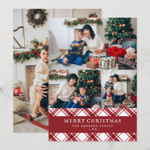 Rotes Karo-Foto-Weihnachts-Feiertagskarte Feiertagskarte