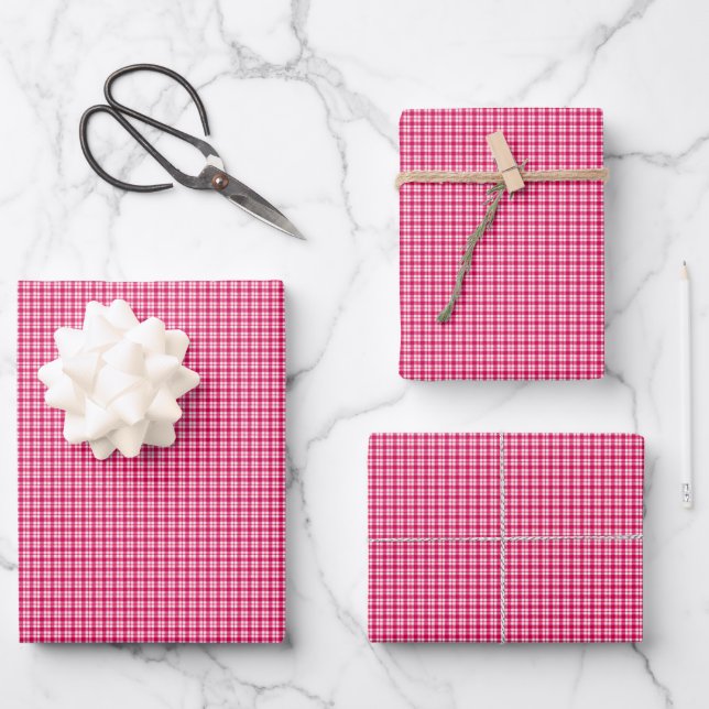 Rotes Karo Geschenkpapier Set (Vorderseite)