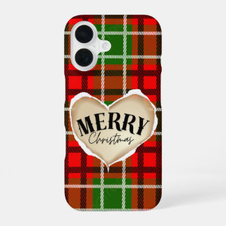 Rotes Karo-Herz Frohe Weihnachten iPhone-Hülle iPhone 16 Hülle