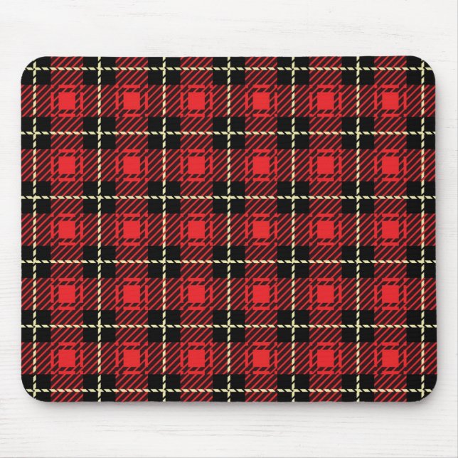 Rotes Karo-Hintergrund Mousepad (Vorne)