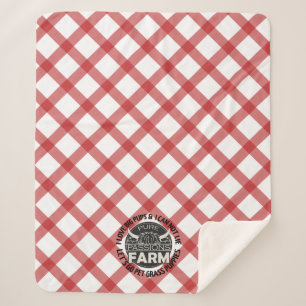 Rotes Karo Lass uns gehen Haustier Gras Welpen Dec Sherpadecke