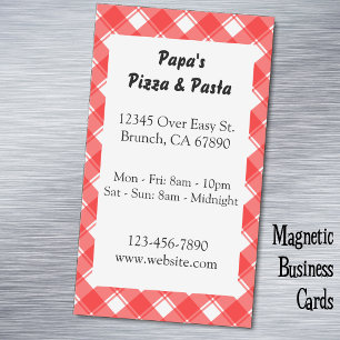 Rotes Karo-Restaurant-Werbung Magnetkarte Magnetische Visitenkarte