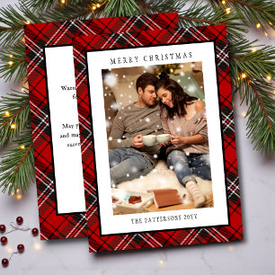 Rotes Karo-Tartan Frohe Weihnachten Familienfoto
