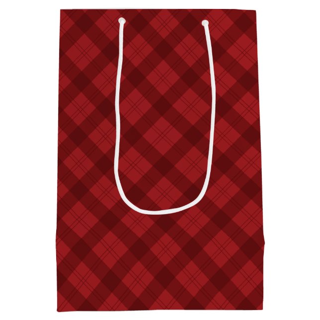 Rotes Karo-Weihnachtsgeschenk Mittlere Geschenktüte (Rückseite)