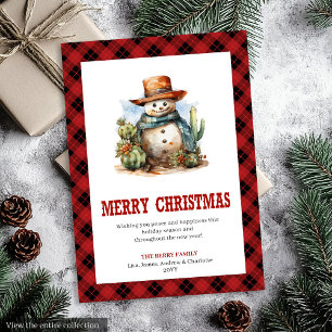 Rotes Karo-Western-Weihnachtsland-Grußkarte Feiertagskarte