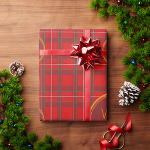 Rotes Karomuster Frohe Weihnachtswünsche Geschenkpapier