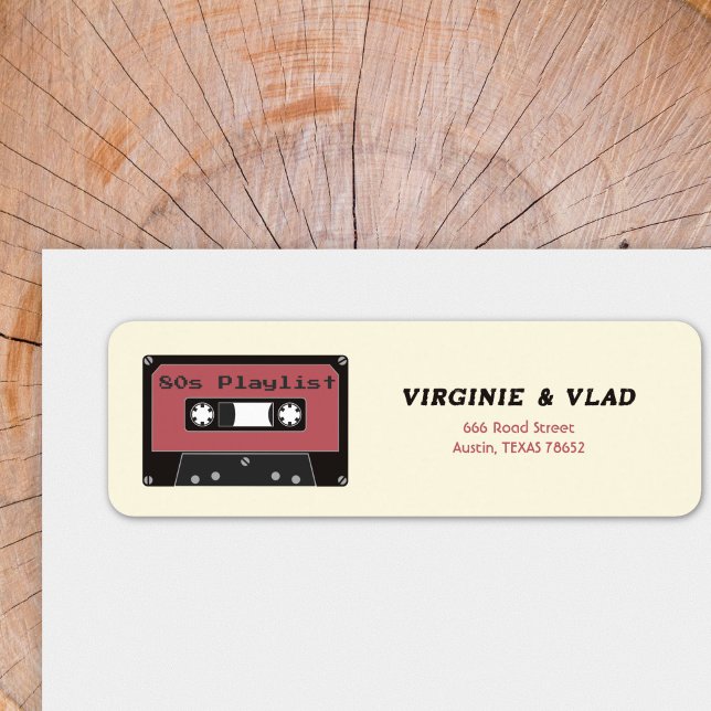Rotes Kassetteband Rücksendeetikett (Red Cassette Tape Return address label)