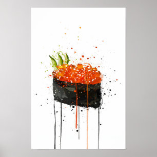 Rotes Kaviar Gunkan Sushi Poster