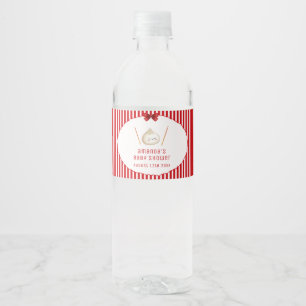 Rotes Kawaii-Mädchen-Bogen Asiatische Klöße Baby-P Wasserflaschenetikett