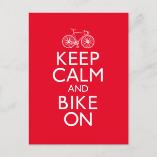 Rotes Keep Calm and Bike On Postkarte