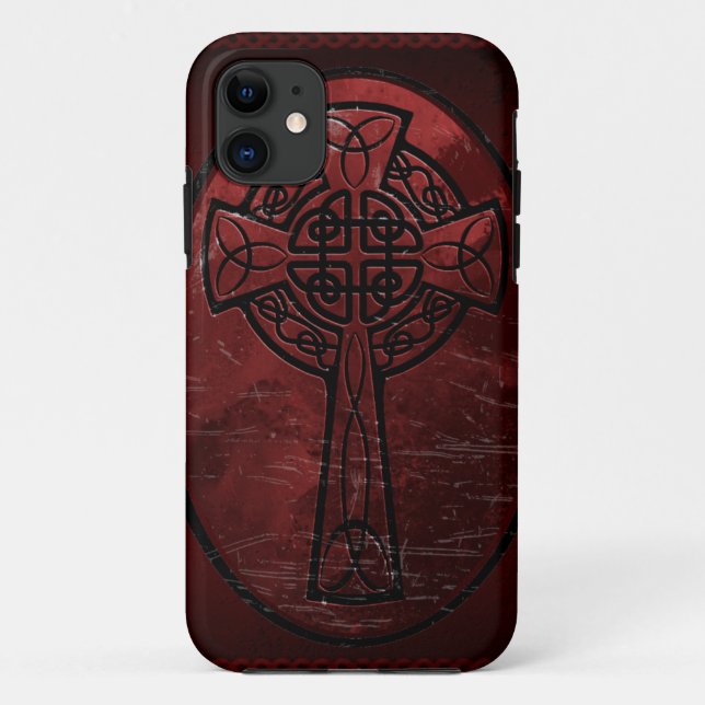 Rotes keltisches Kreuz Case-Mate iPhone Hülle (Rückseite)