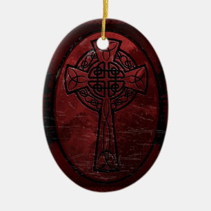 Rotes keltisches Kreuz Keramik Ornament