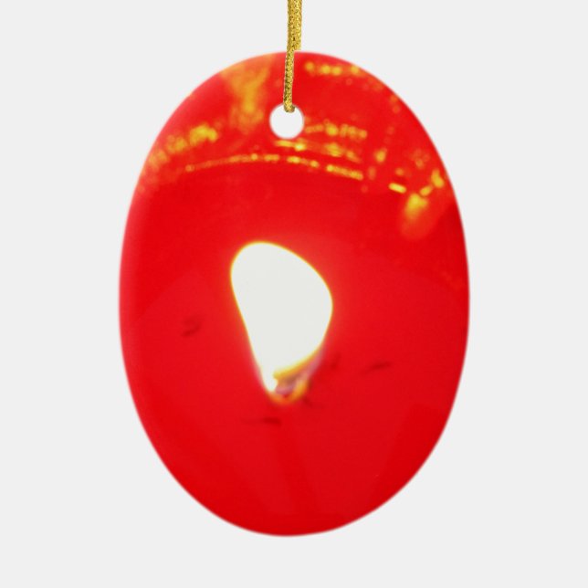 Rotes Kerzenlicht, Flamme, Kerze, Weihnachten-Lieb Keramik Ornament (Vorne)