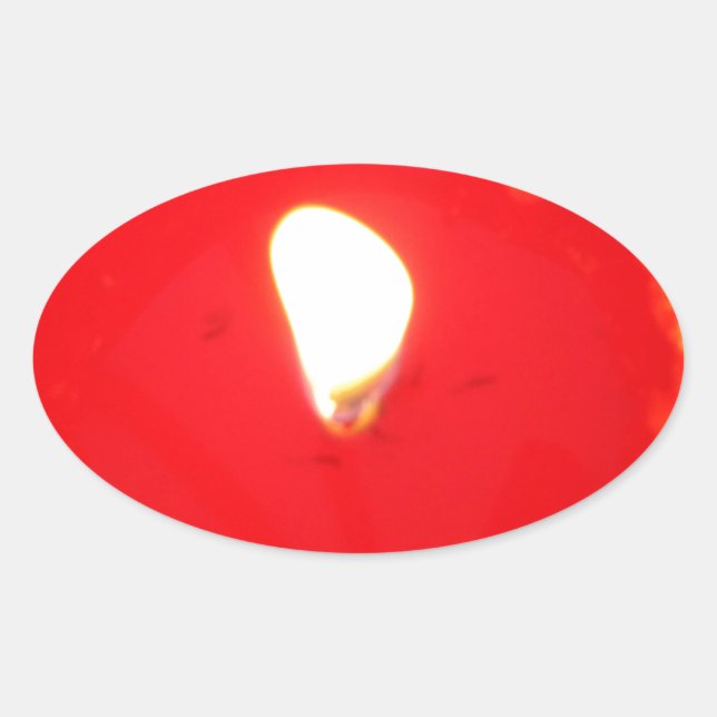 Rotes Kerzenlicht, Flamme, Kerze, Weihnachten-Lieb Ovaler Aufkleber (Vorderseite)