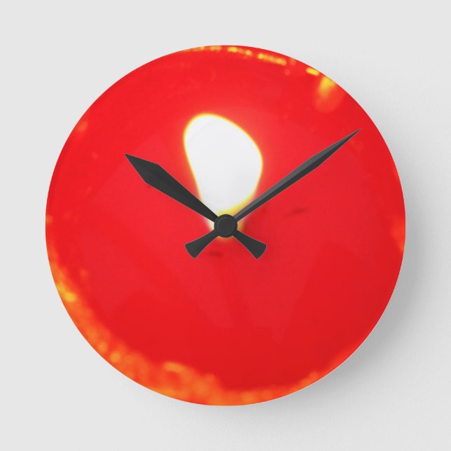 Rotes Kerzenlicht, Flamme, Kerze, Weihnachten-Lieb Runde Wanduhr (Vorderseite)