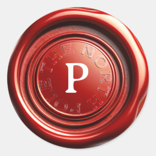 Rotes Kerzenwachssiegel Eis Klar "Der Nordpol"  Runder Aufkleber