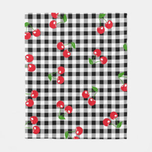 Rotes Kirsch-Gingham-Schwarz-Weiß-Karo-Gemütlich Fleecedecke