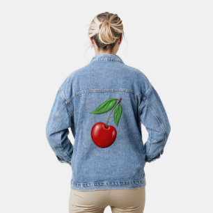 Rotes Kirsch-Grafikdesign Jeansjacke