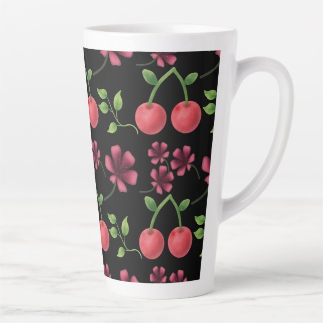 Rotes Kirschblütenmuster  Milchtasse (Rechts)