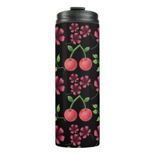 Rotes Kirschblütenmuster Thermosbecher