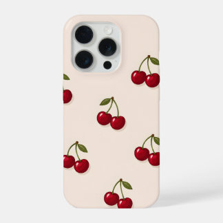 Rotes Kirschenfrucht Retro-Muster iPhone 15 Pro Hülle