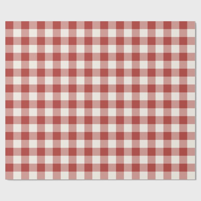 Rotes klassisches Picknick-Gingham-Karo Geschenkpapier (Flach)