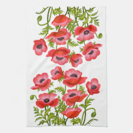 Rotes Klatschmohn-Blumen-Amerikaner MoJo Handtuch
