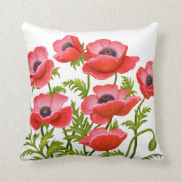Rotes Klatschmohn-Blumen-Amerikaner MoJo Kissen