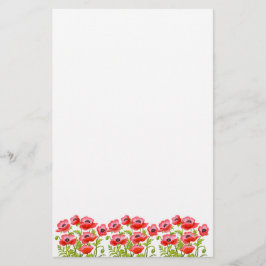 Rotes Klatschmohn-Blumen-Briefpapier Briefpapier