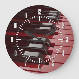 Rotes Klavier Große Wanduhr