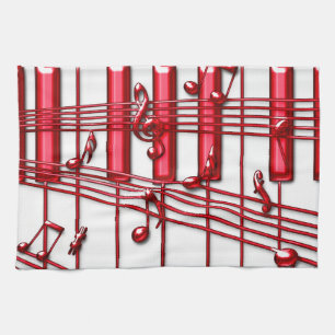 Rotes Klavier-Tastatur-Geschirrtuch Handtuch