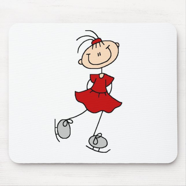 Rotes Kleid Eisläuferin Mädchen Mauspad (Vorne)