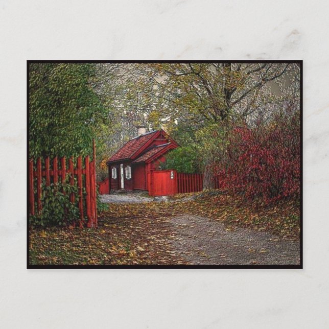 Rotes kleines Haus Postkarte (Vorderseite)