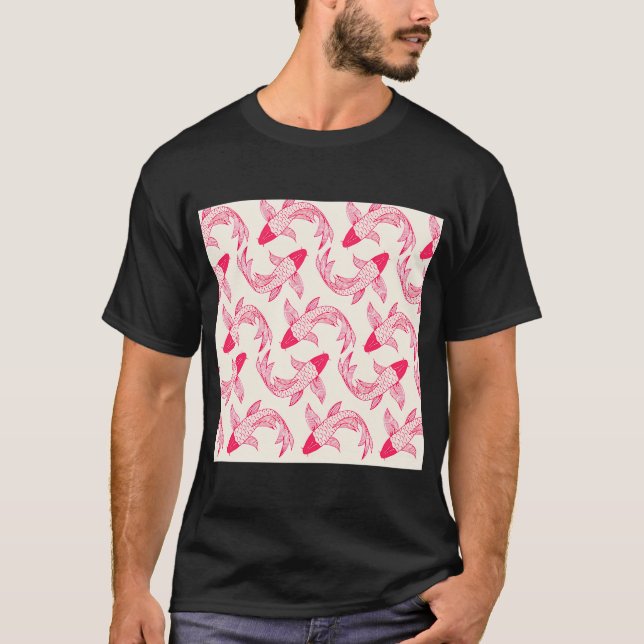 Rotes Koi (künstliches) Fischmuster T-Shirt (Vorderseite)
